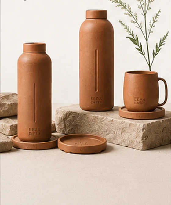 EERA EARTH vessels resting on stone in morning light